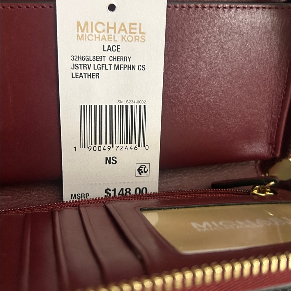 Michael Kors Burgundy Floral Tote and Wristlet Wallet Combo - Picture 8 of 8